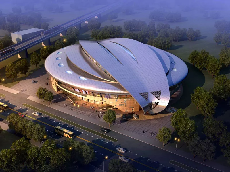 Construction du stade préfabriqué avec structure en acier